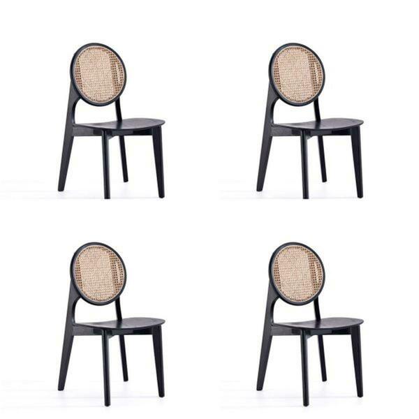 Designed To Furnish Versailles Round Dining Chair, Black & Natural Cane, 4PK DE3589700